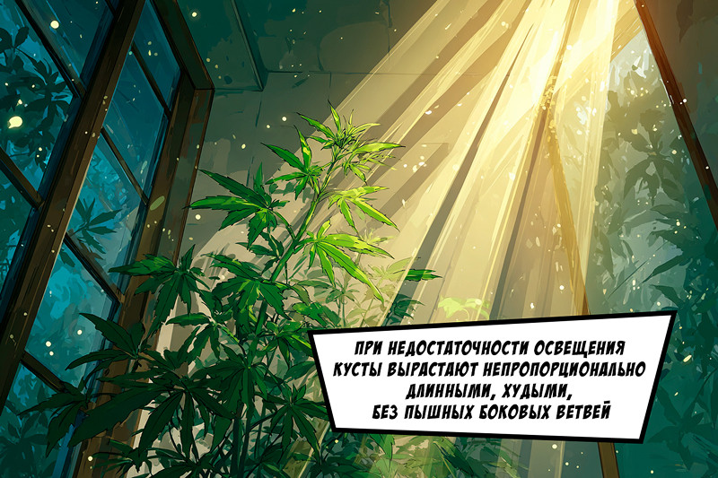Недостаток света для конопли